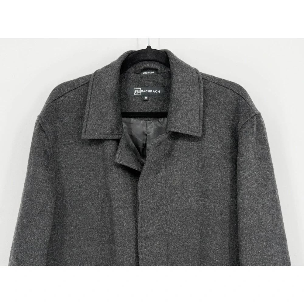 Vtg Bachrach Coat Mens M Black Wool Cashmere Blend Overcoat Jacket DEFECT LOOK